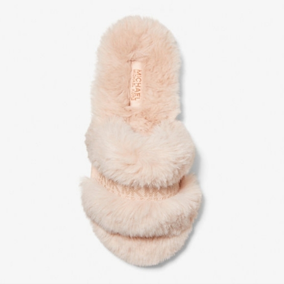 MICHAEL MICHAEL KORS Blush Scarlett Faux Fur Slide Sandal M - Picture 1 of 8